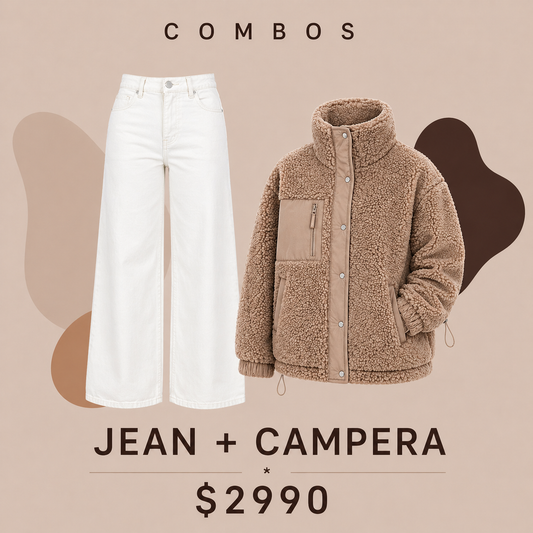 Promo Jean blanco + campera
