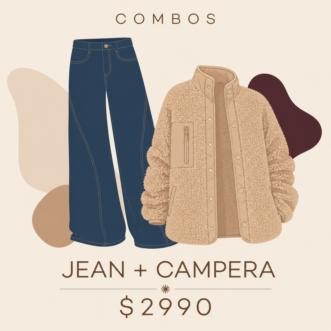 Promo Jean wide leg + campera