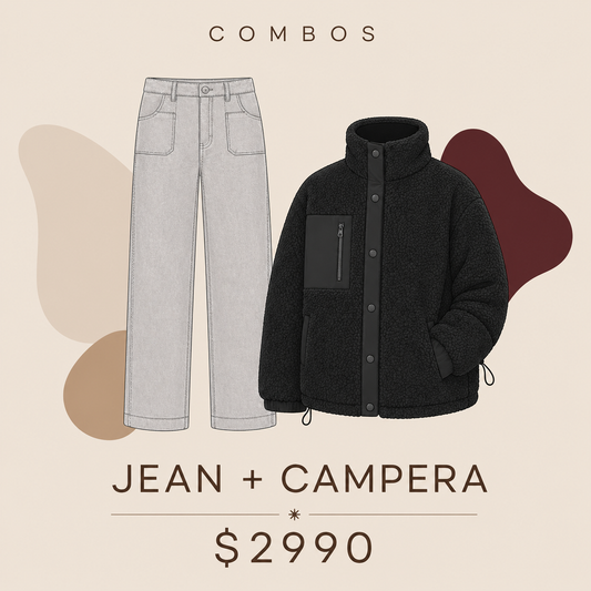 Promo Jean gris elastizado + campera