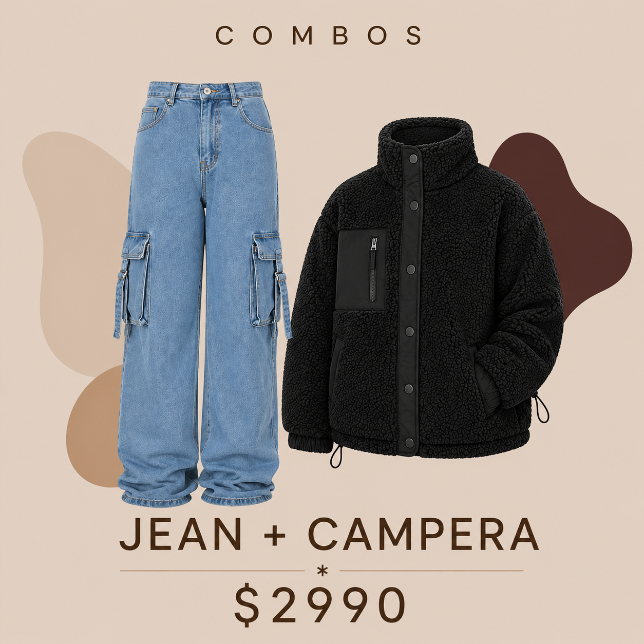 Jeans celeste elastizado + campera