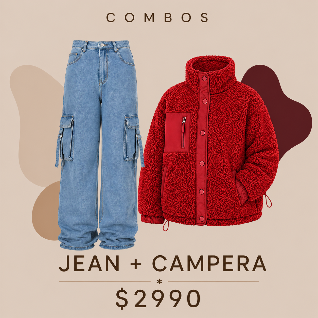 Jeans celeste elastizado + campera