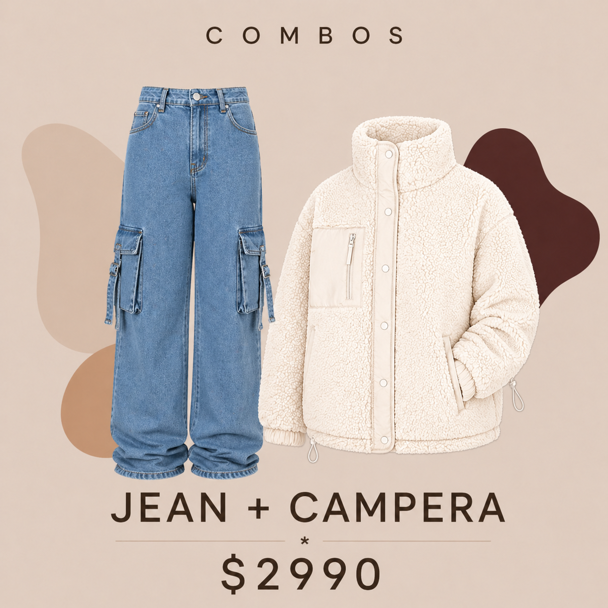 Jeans celeste elastizado + campera