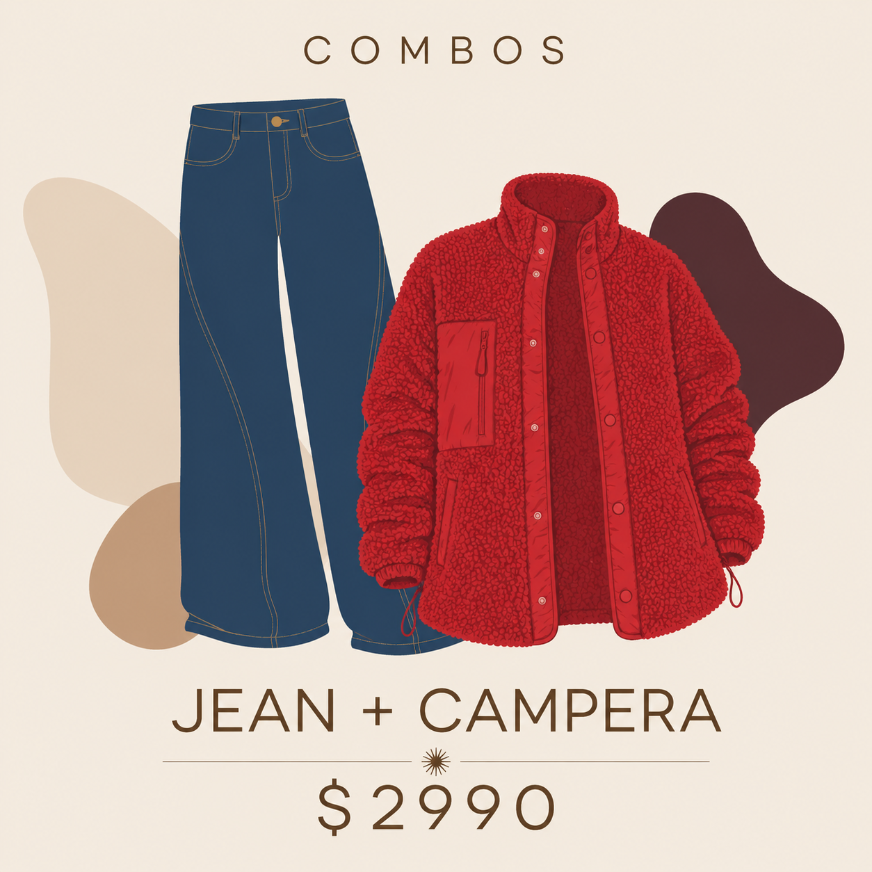 Promo Jean wide leg + campera