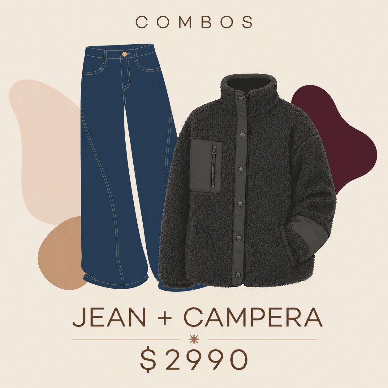 Promo Jean wide leg + campera