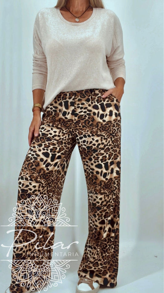 Palazo animal print elastizado