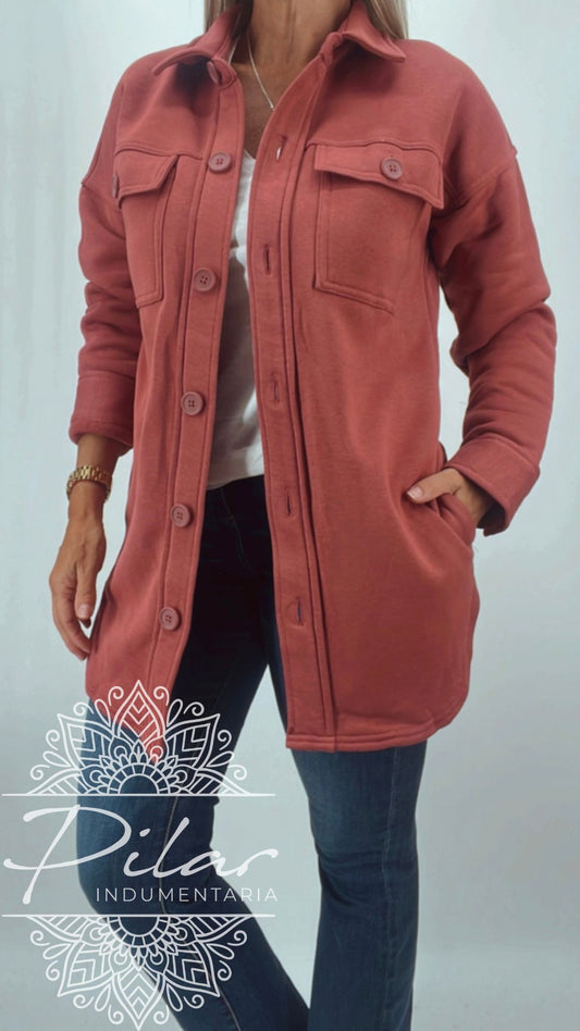 Sobrecamisa en algodón con felpa por dentro