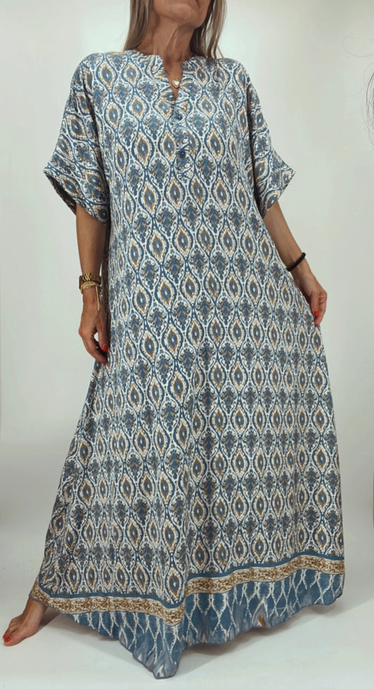 Vestido tipo lino estampado