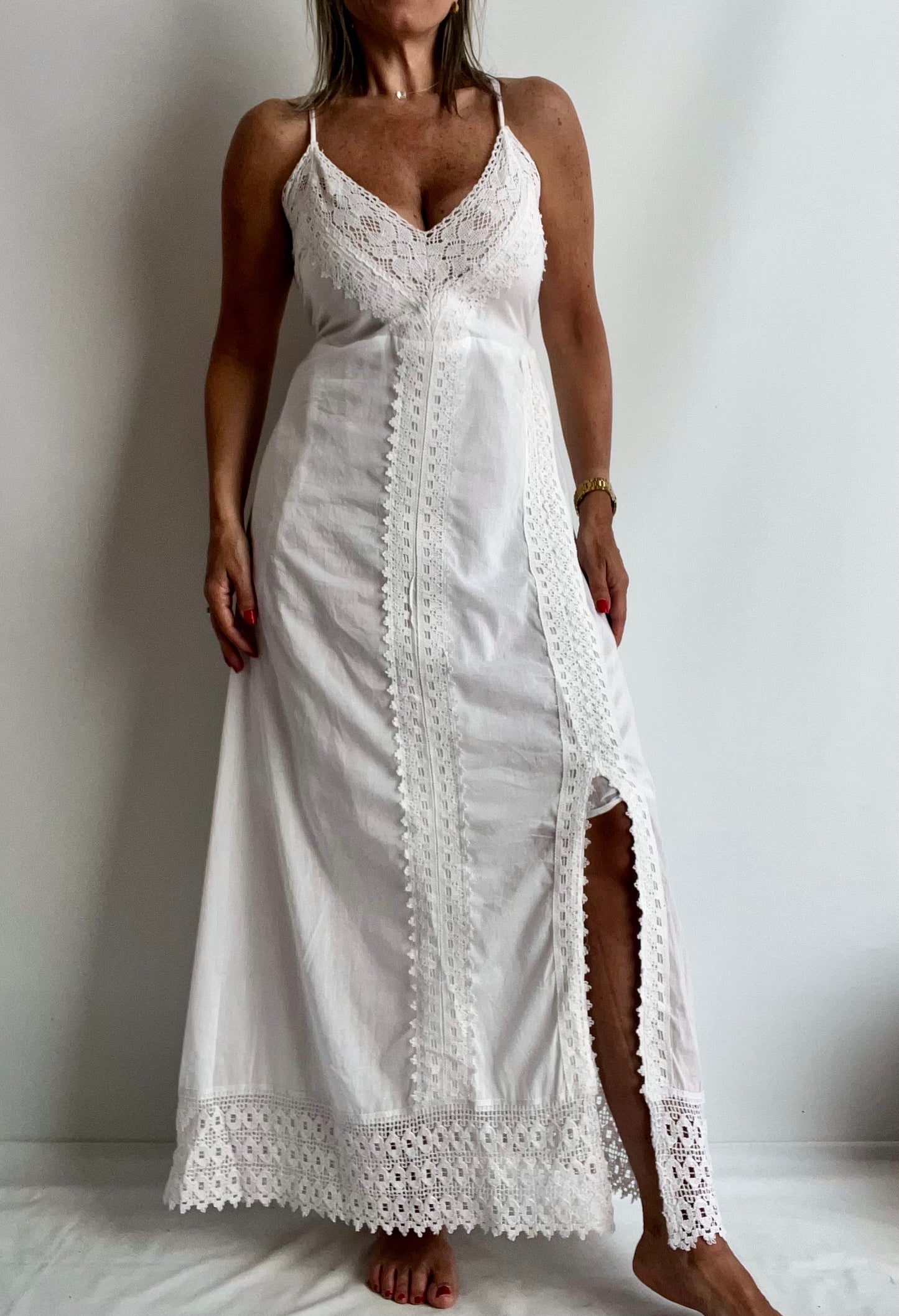 Vestido de la India de algodón y puntilla