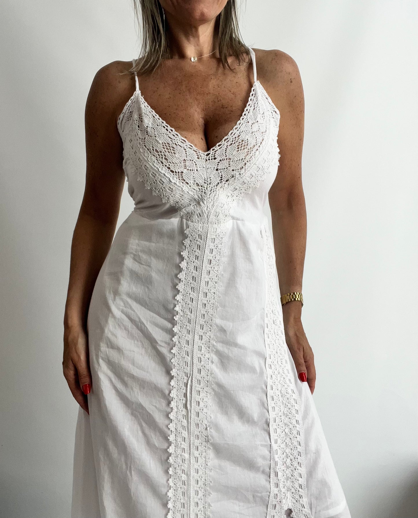 Vestido de la India de algodón y puntilla