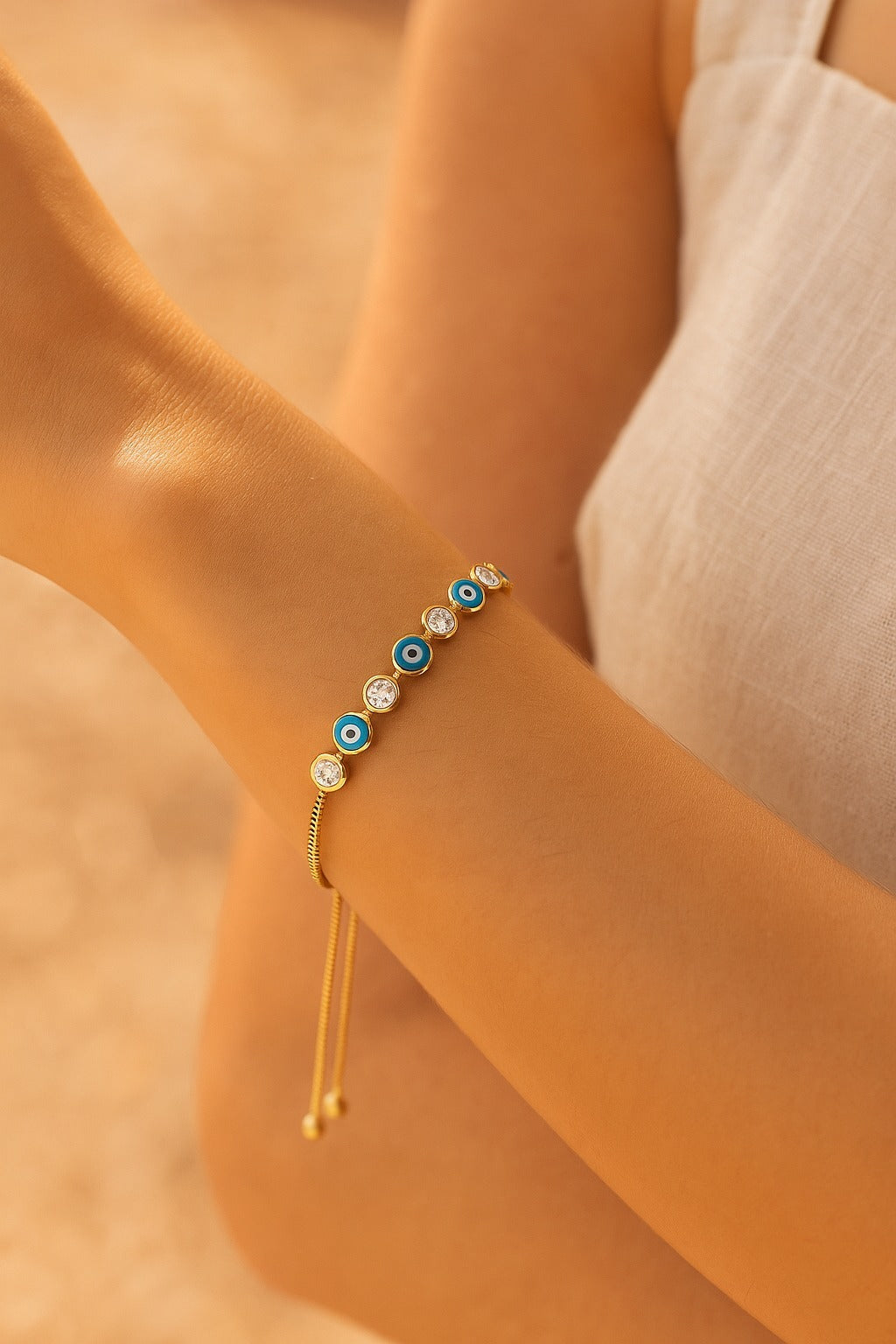 Pulsera ojo turco dorada