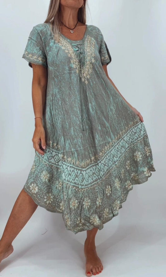 Vestido de la India bordado y estampado