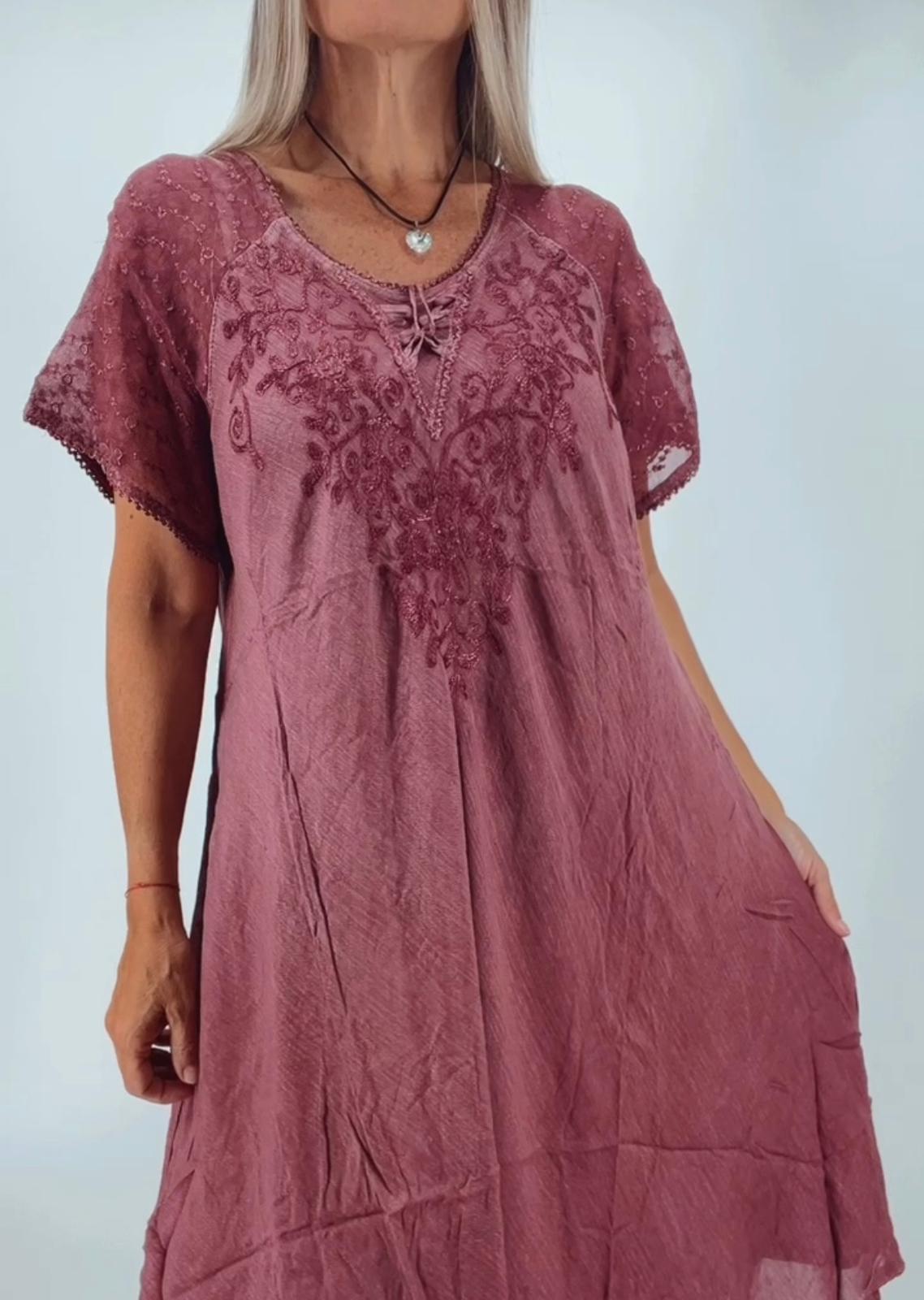 Vestido de la India bordado  , manga transparente