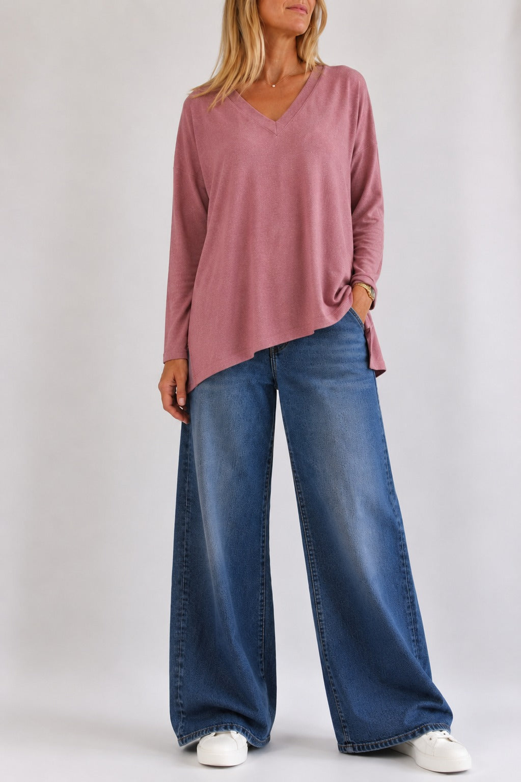 Remera Escote V en Lanilla