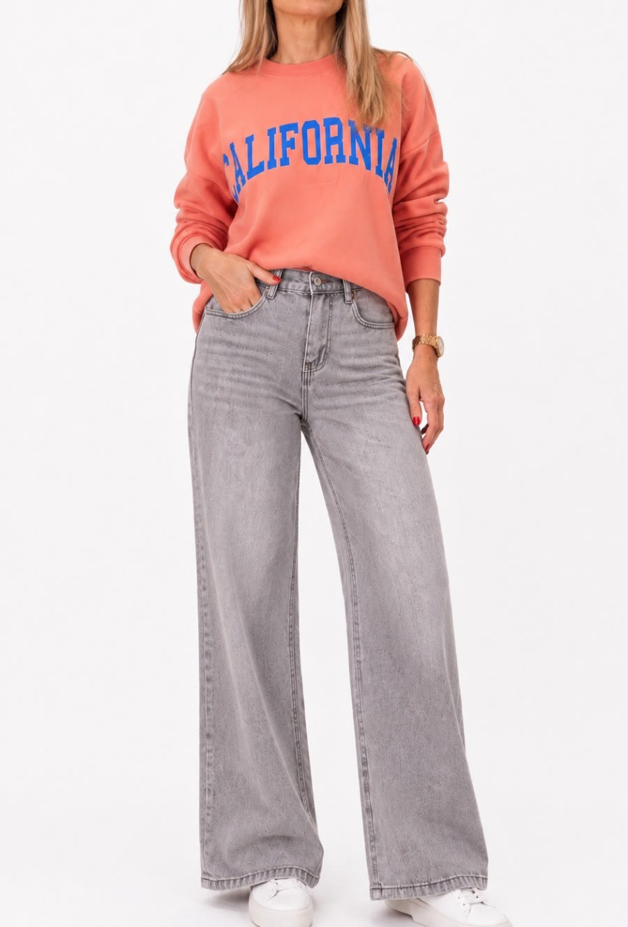 Pantalón jean sin lycra gris oscuro - vista trasera