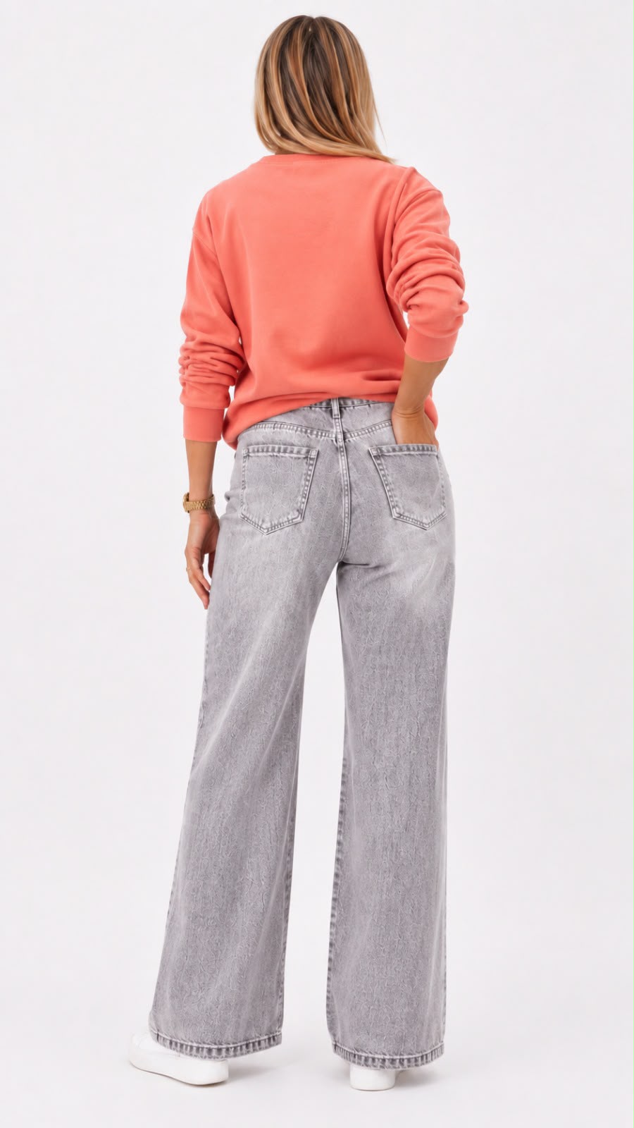Pantalón jean sin lycra celeste - vista trasera