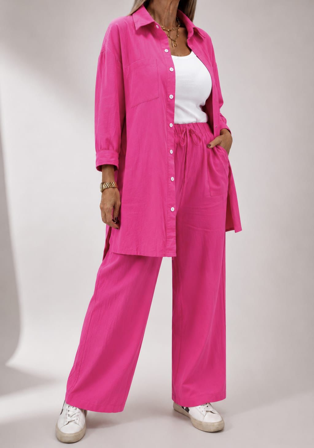 Conjunto tipo lino fucsia