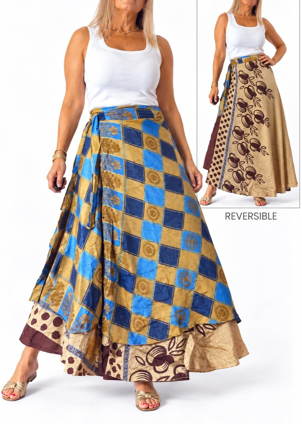 Pollera multiforma de seda de la India