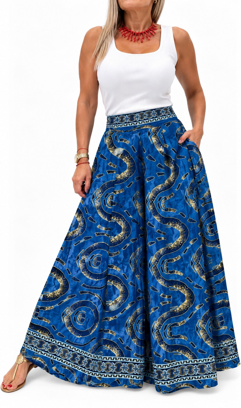 Pollera pantalón en seda de la India