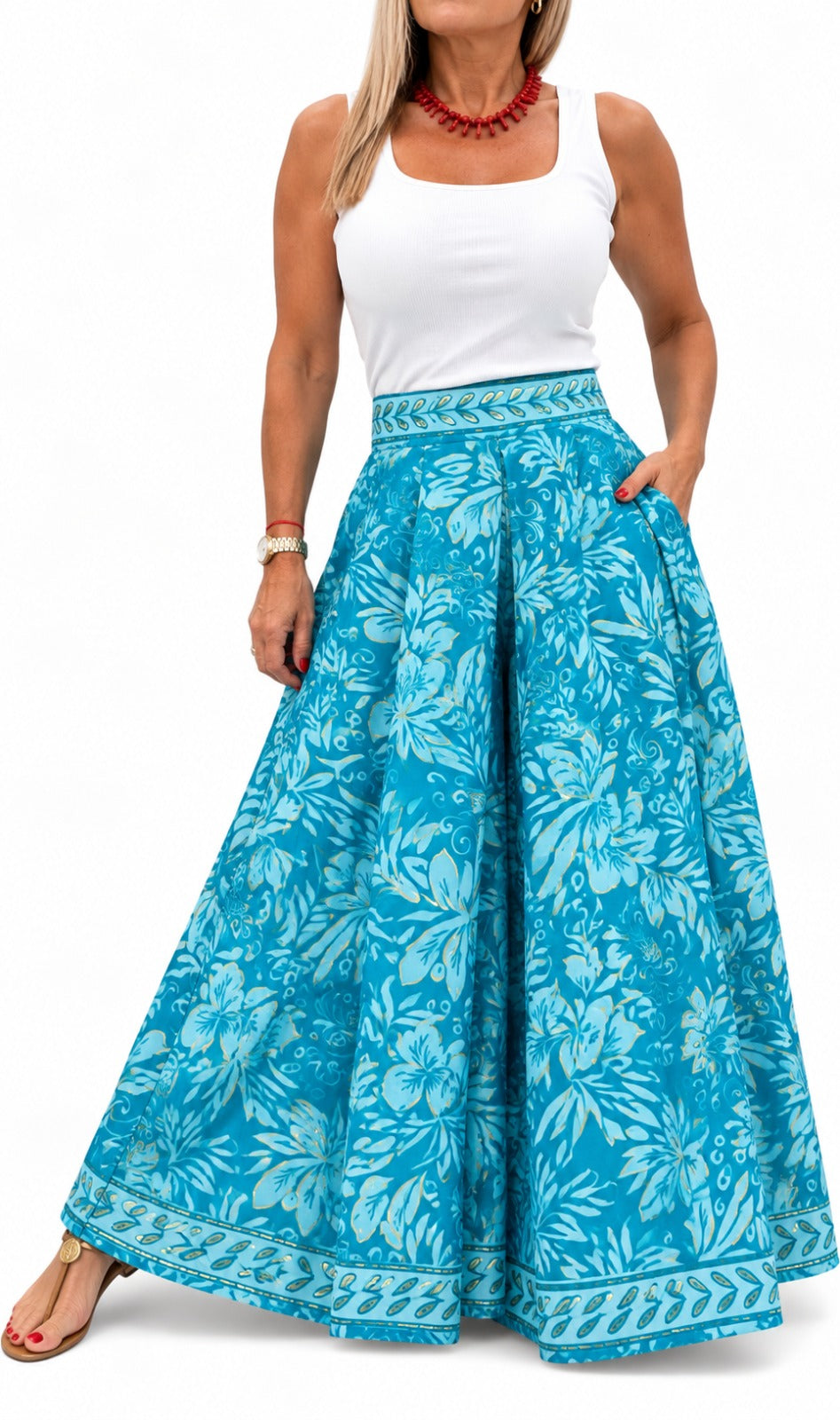 Pollera pantalón en seda de la India