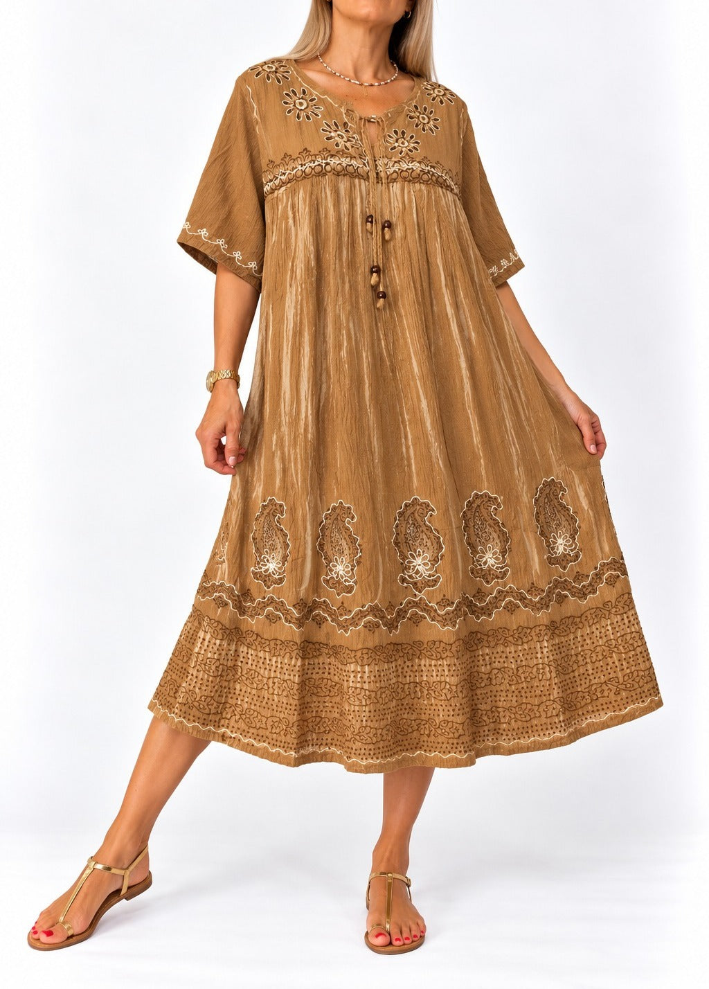 Vestido de la India en bambula bordado y pintado