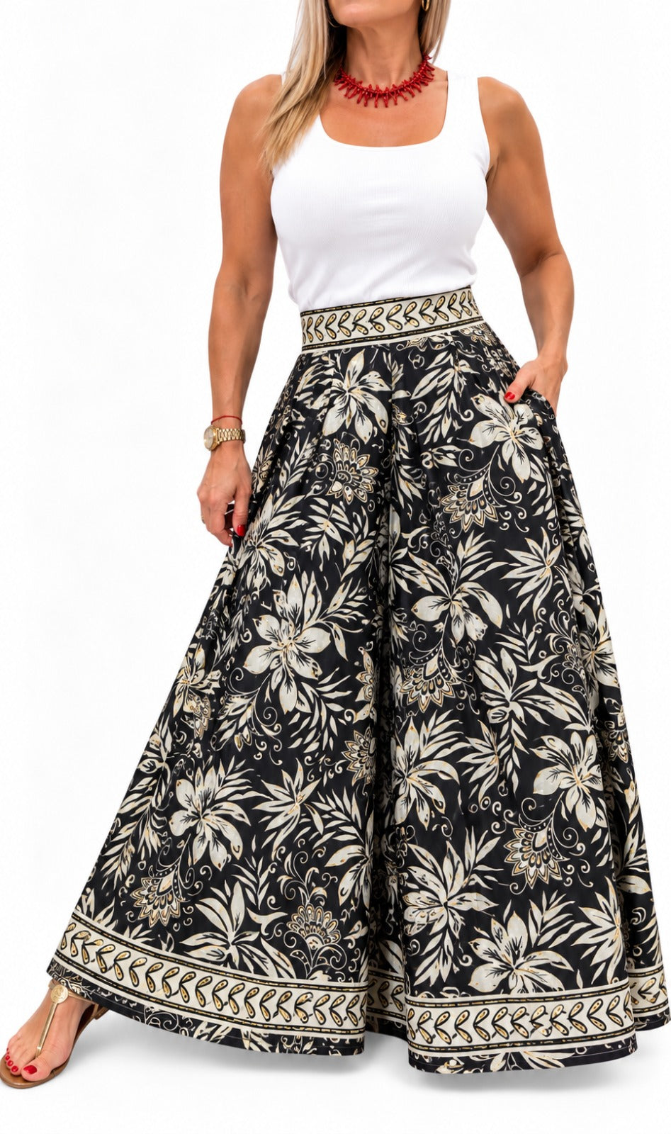 Pollera pantalón en seda de la India