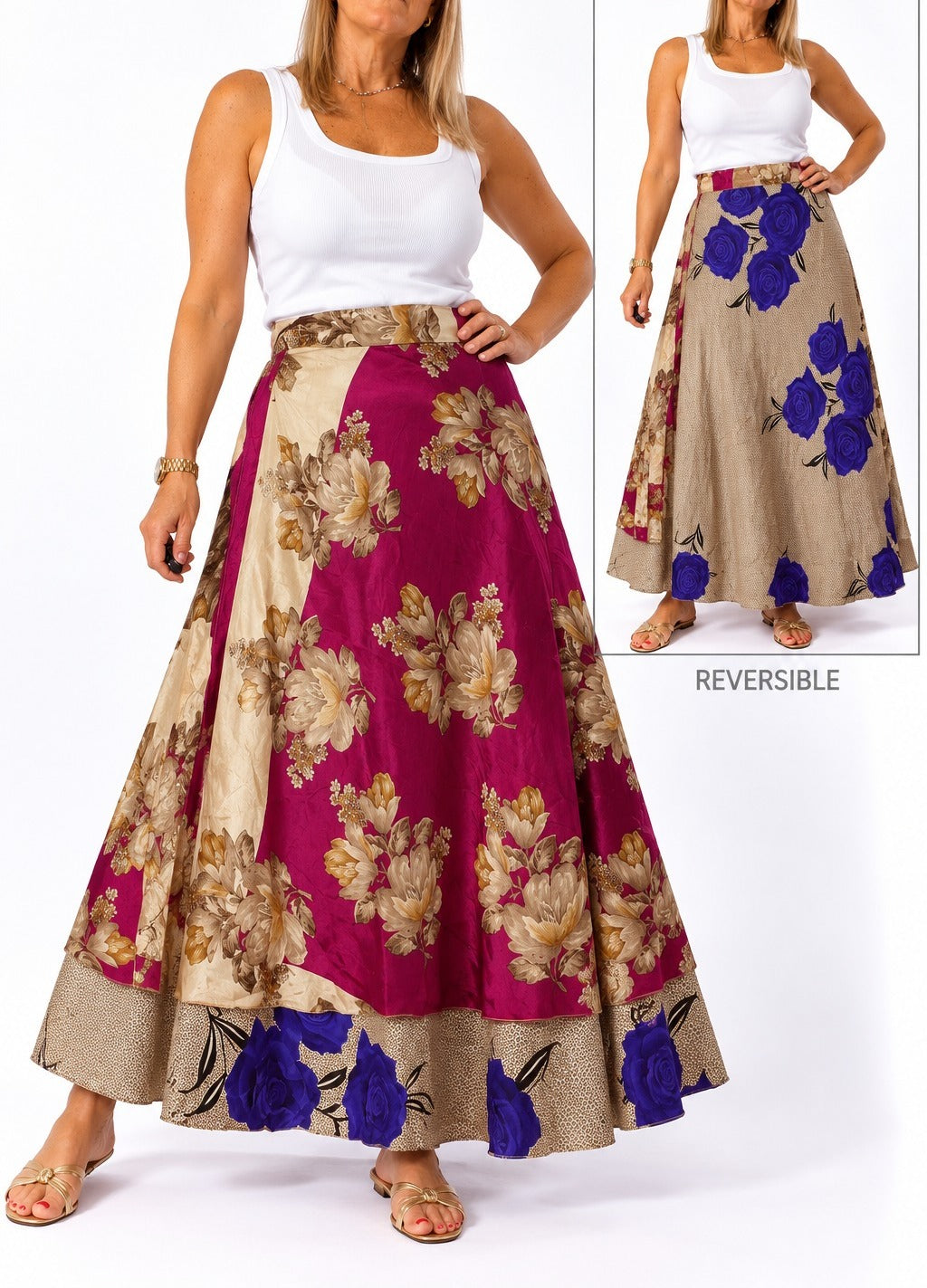 Pollera multiforma de seda de la India