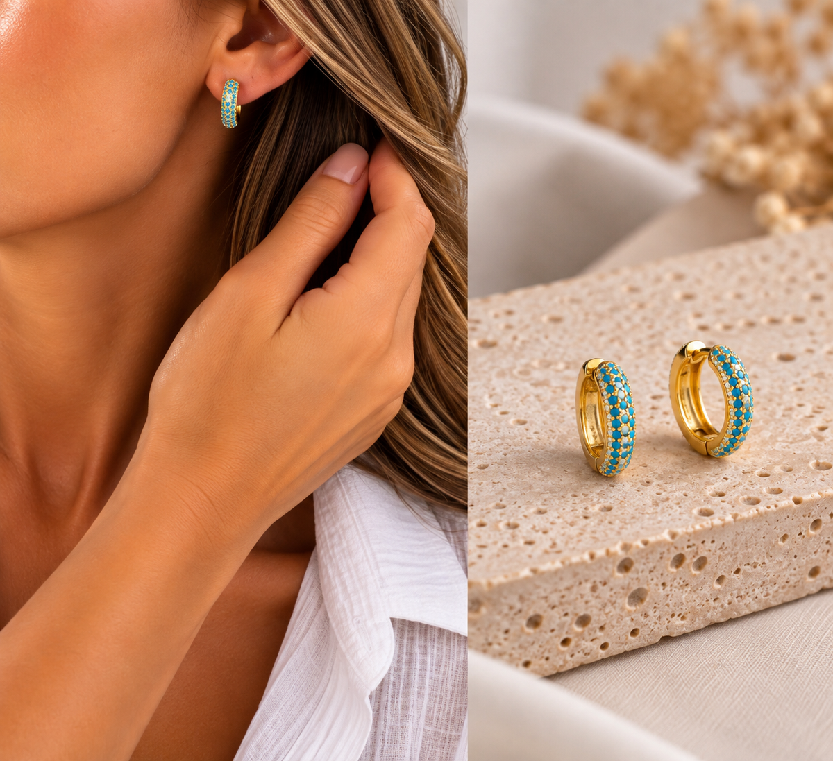 Mini aro Pavé en acero dorado $690