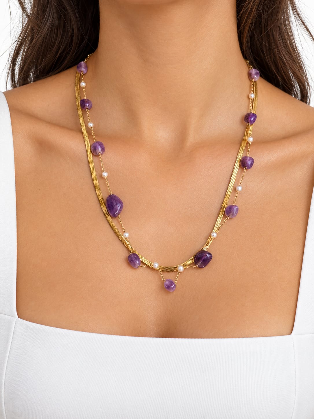 Cadenas Con piedras violetas