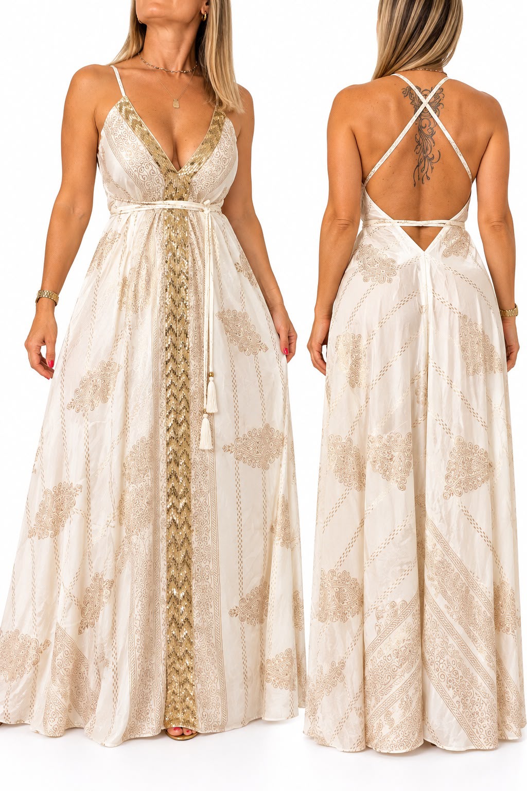 Vestido en seda de la India con brillo